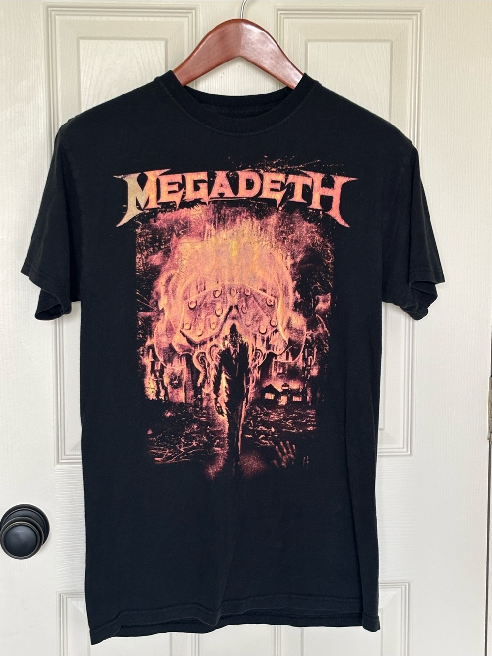 Black Graphic Band T-Shirt - Orange Print
